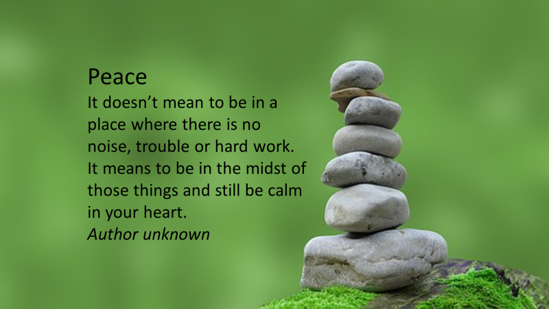 peace quote with zen pillar of stones green background.png